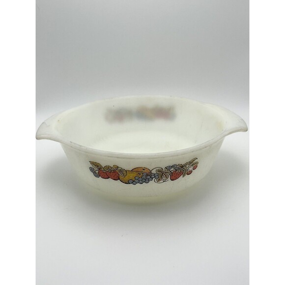 Vintage Anchor Hocking Fire King Harvest Fruit 1 Qt Casserole #436 USA No Lid - Picture 4 of 7